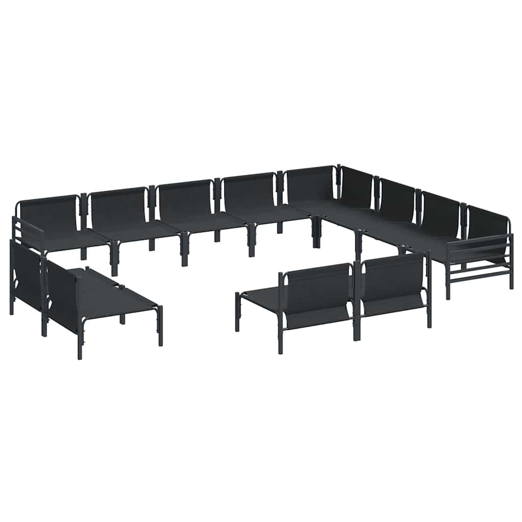 Conjunto de sofás de jardín con cojín 12 pcs Negro Acero