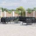 Conjunto de sofás de jardín con cojín 13 pcs Negro Acero