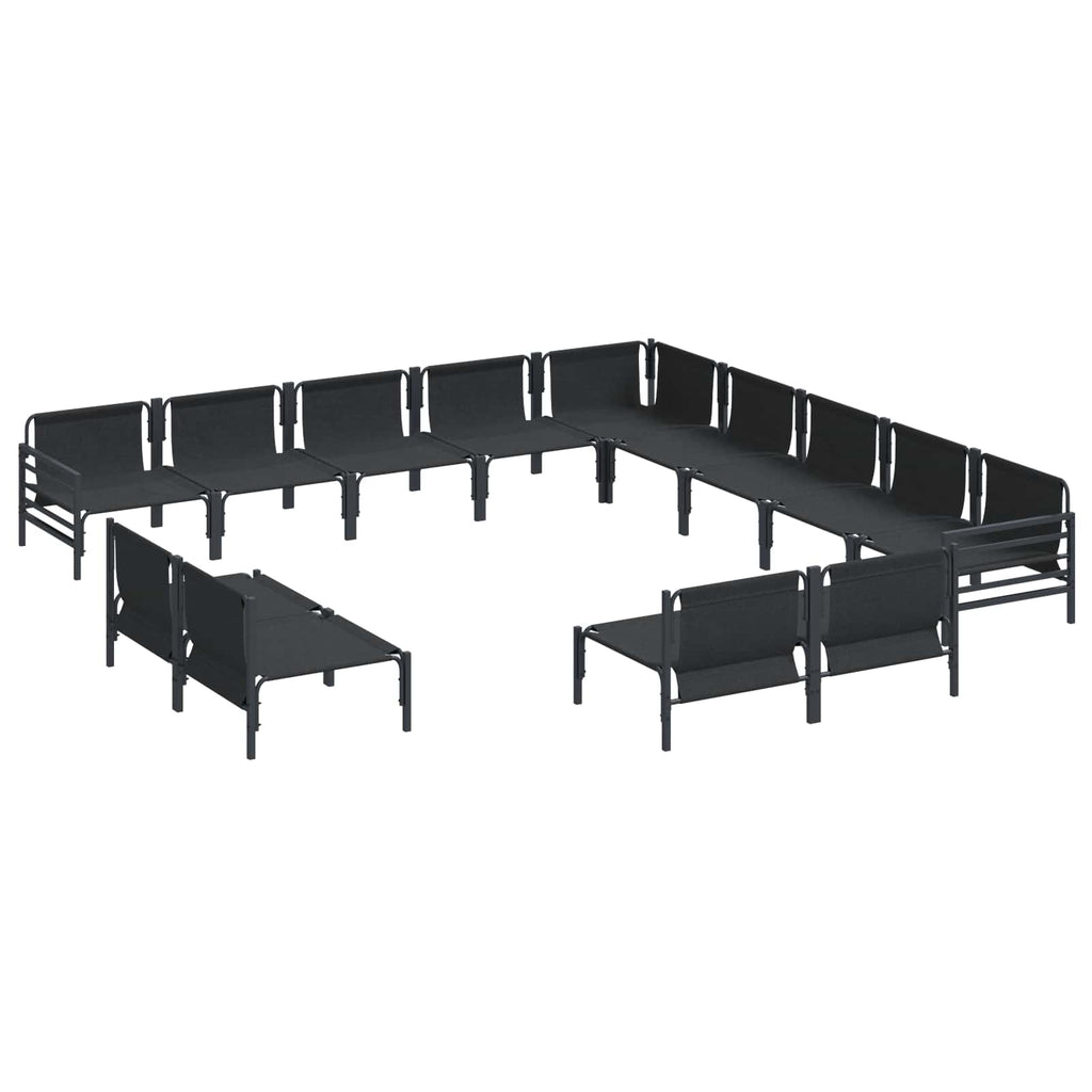 Conjunto de sofás de jardín con cojín 13 pcs Negro Acero
