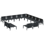 Conjunto de sofás de jardín con cojín 13 pcs Negro Acero