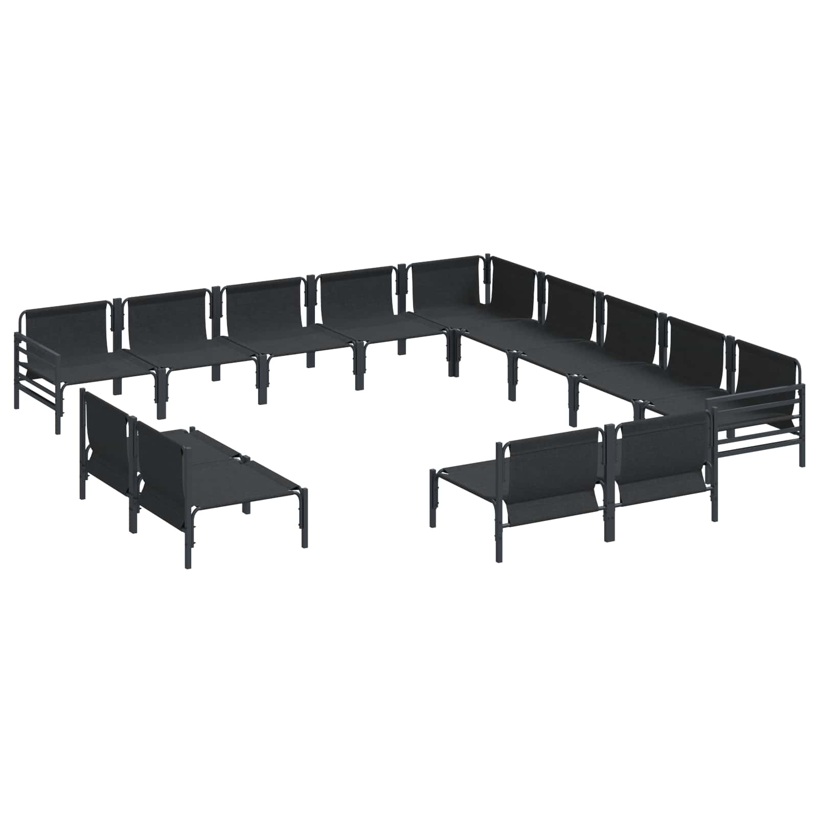 Conjunto de sofás de jardín con cojín 13 pcs Negro Acero