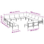 Conjunto de sofás de jardín con cojín 13 pcs Negro Acero