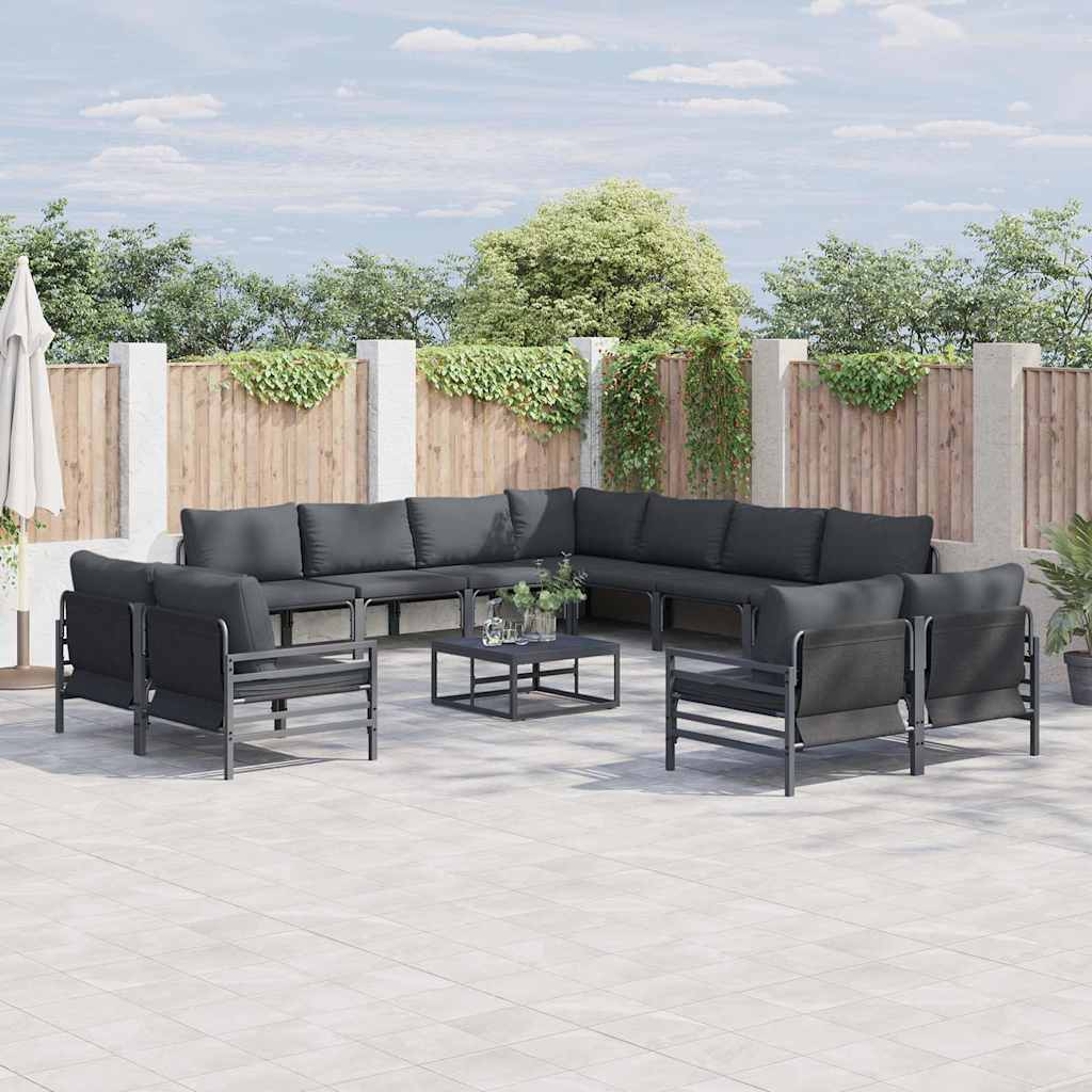 Conjunto de sofás de jardim 12 pcs Rattan sintético bege