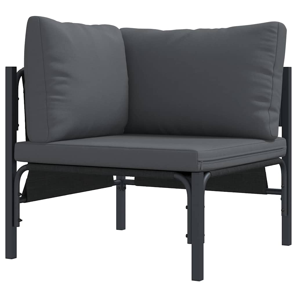 Conjunto de sofás de jardín con cojín 12 pcs Negro Acero
