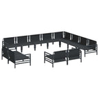 Conjunto de sofás de jardín con cojín 12 pcs Negro Acero
