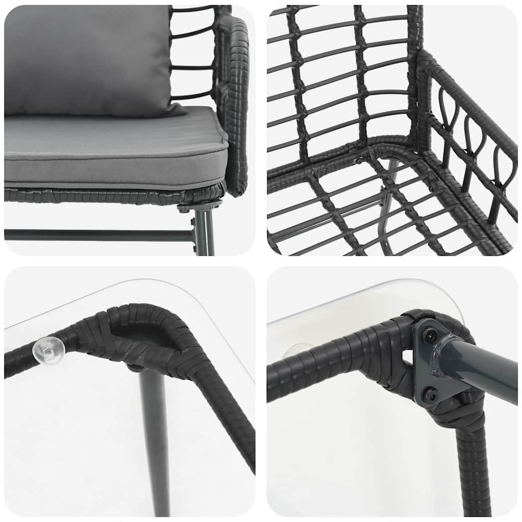 Conjunto de Muebles de Jardín con cojín 4 pcs Negro y Antracita
