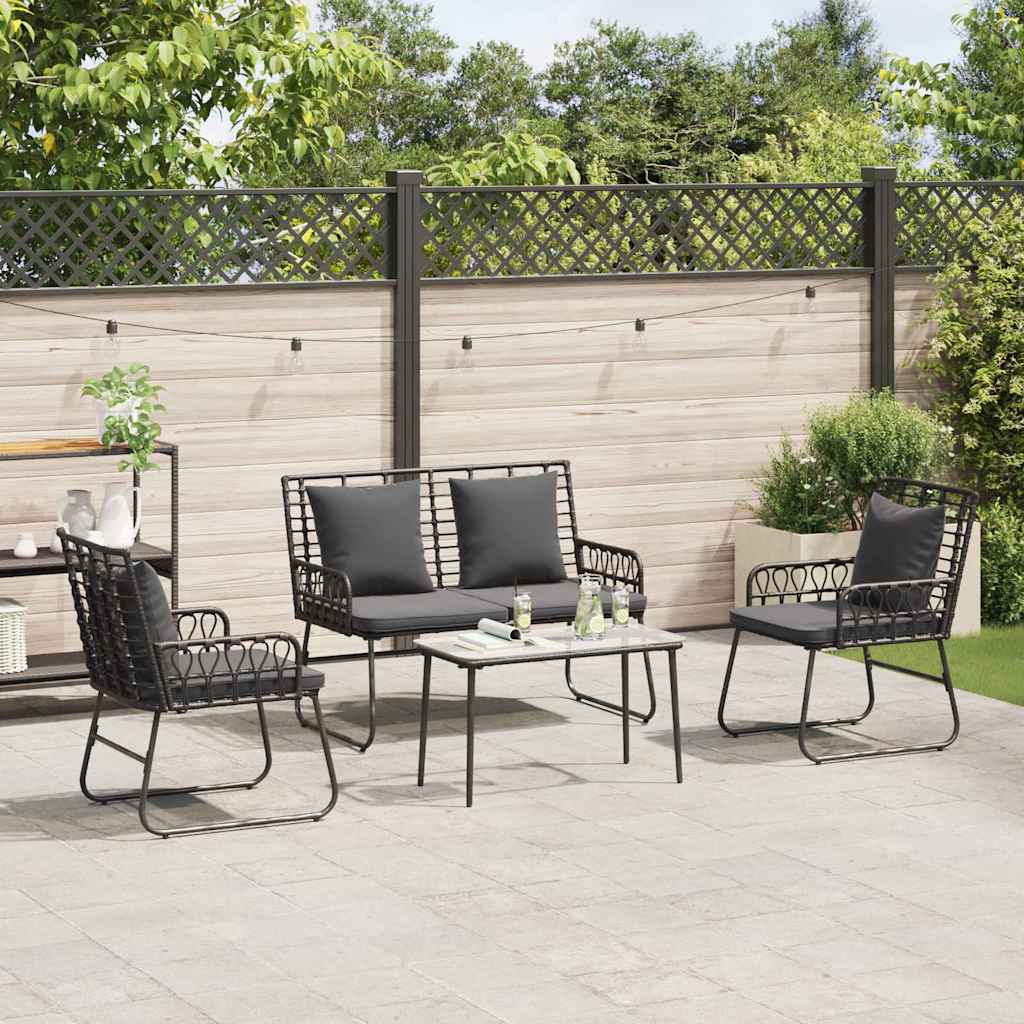 Conjunto de Muebles de Jardín con cojín 4 pcs Negro y Antracita
