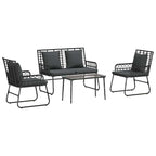 Conjunto de Muebles de Jardín con cojín 4 pcs Negro y Antracita