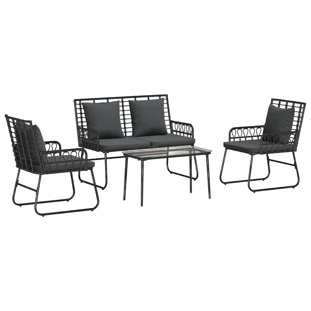 Conjunto de Muebles de Jardín con cojín 4 pcs Negro y Antracita