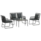 Conjunto de Muebles de Jardín con cojín 4 pcs Negro y Antracita