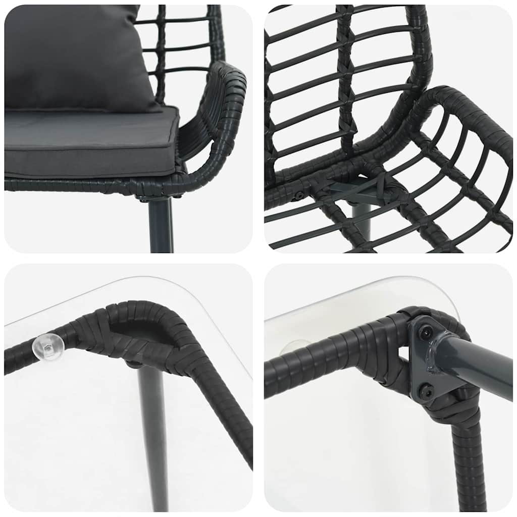 Conjunto de Muebles de Jardín con cojín 4 pcs Negro y crema