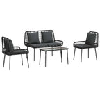 Conjunto de Muebles de Jardín con cojín 4 pcs Negro y crema