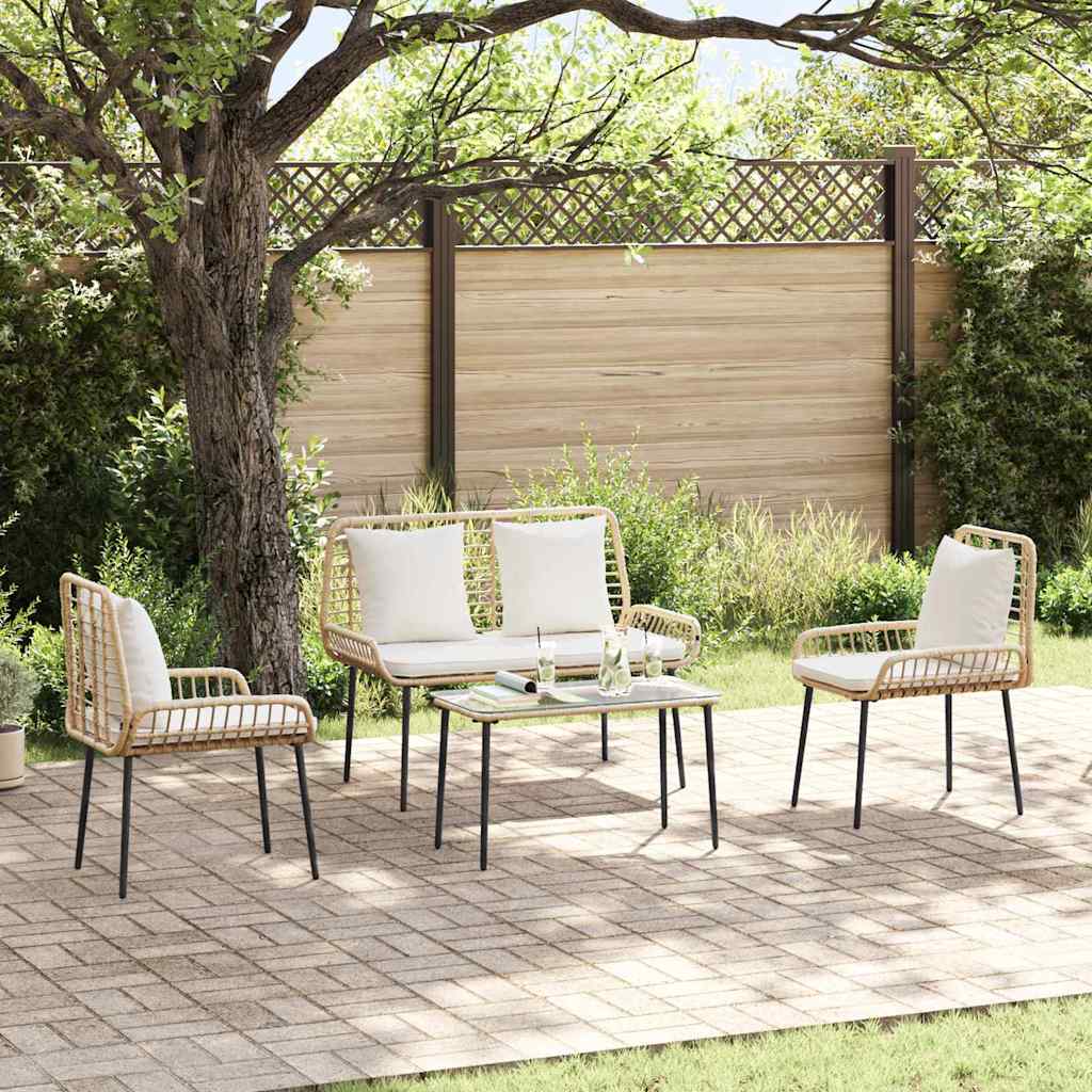 Conjunto de Muebles de Jardín con cojín 4 pcs Negro y crema