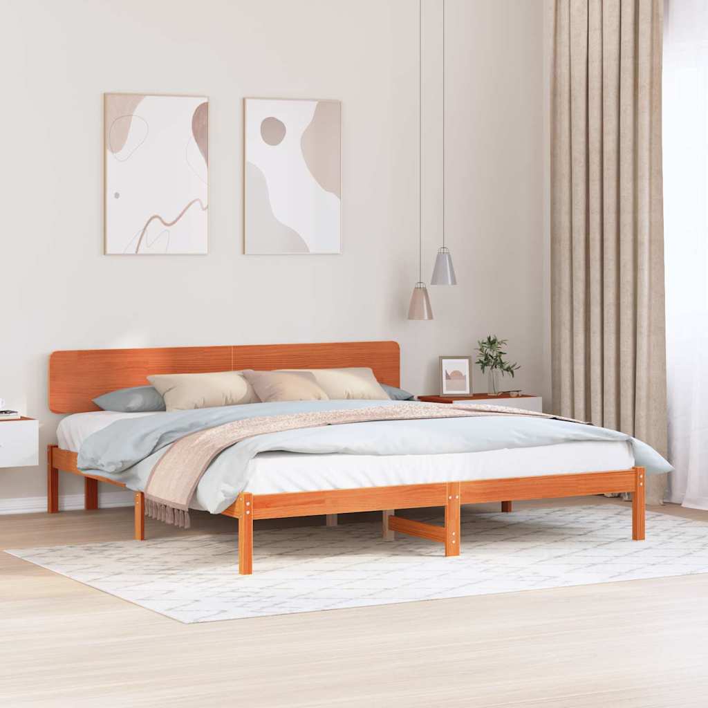 Estrutura de cama com cabeceira castanho encerado 100 x 200 cm