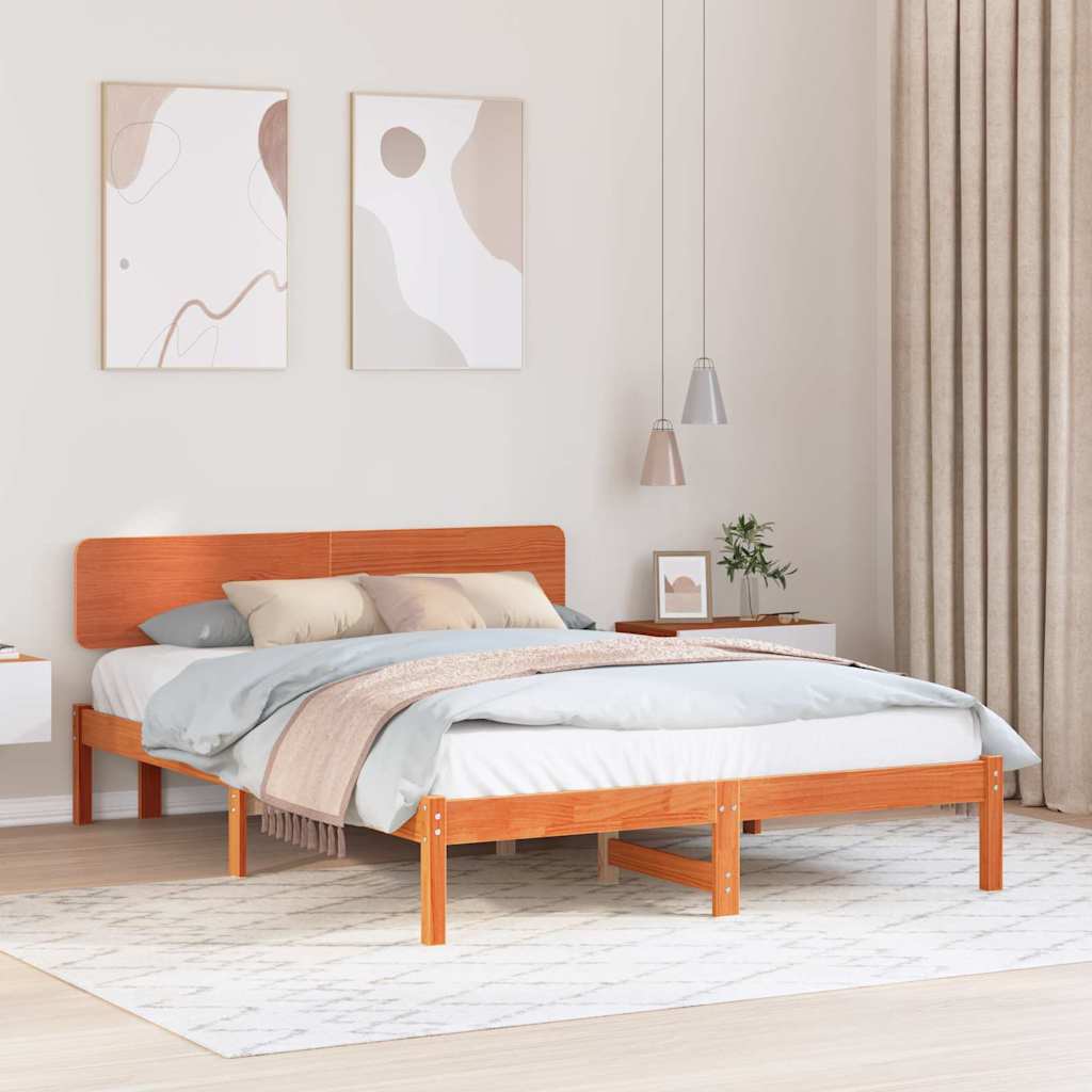 Estrutura de cama com cabeceira castanho encerado 100 x 200 cm