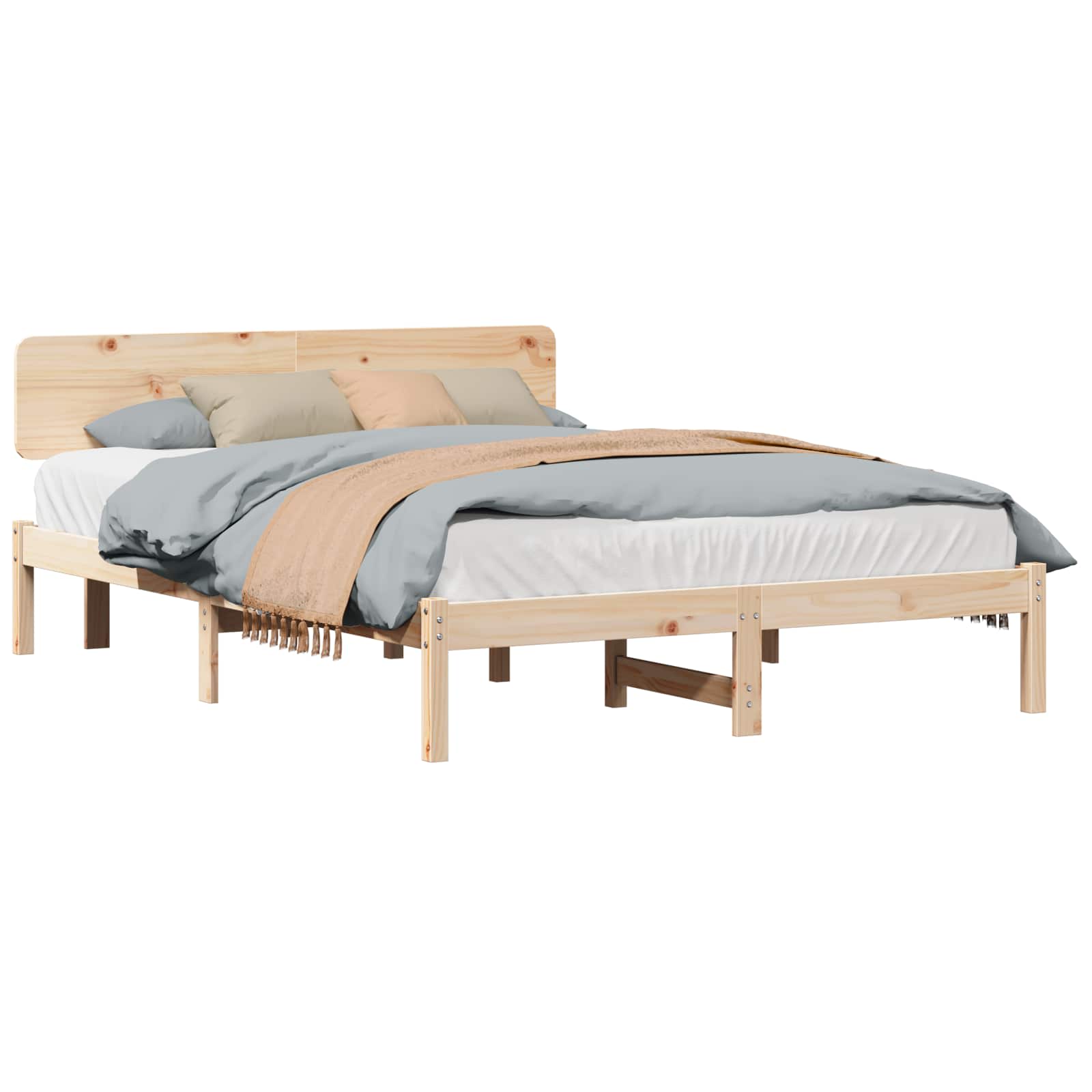 Estrutura de cama Natural 100 x 200 cm Madeira de pinho maciço