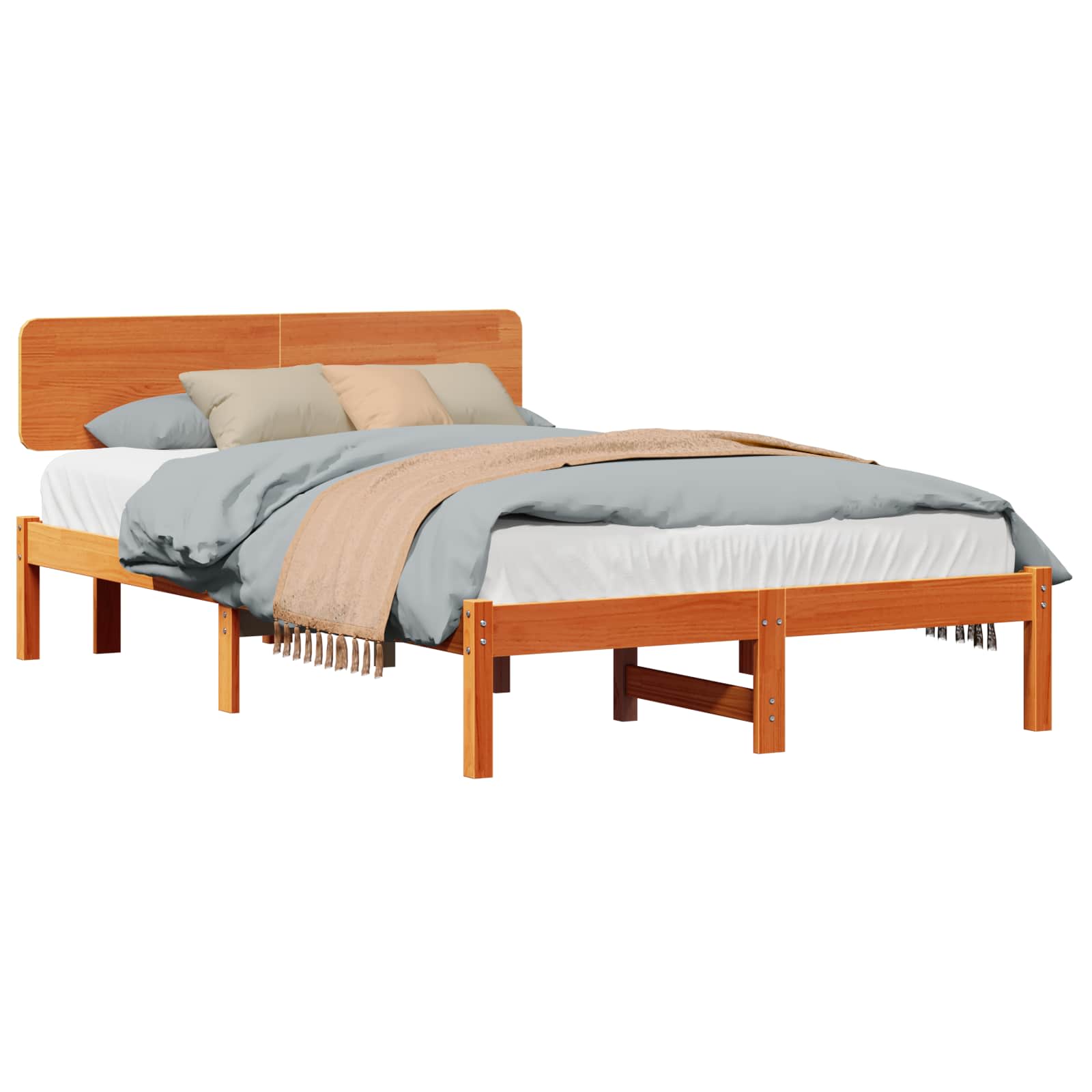 Estrutura de cama com cabeceira castanho encerado 100 x 200 cm