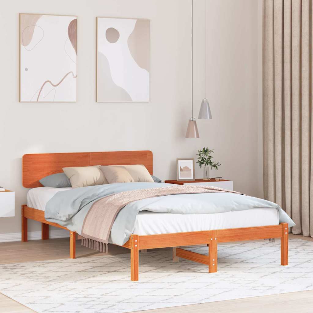 Estrutura de cama com cabeceira castanho encerado 100 x 200 cm