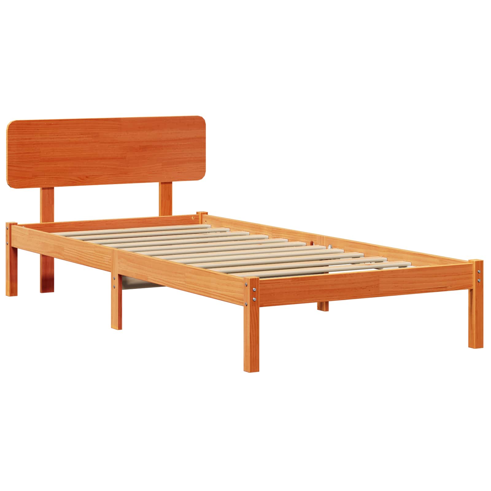 Estructura de cama con cabecera Marrón cera 100 x 200 cm