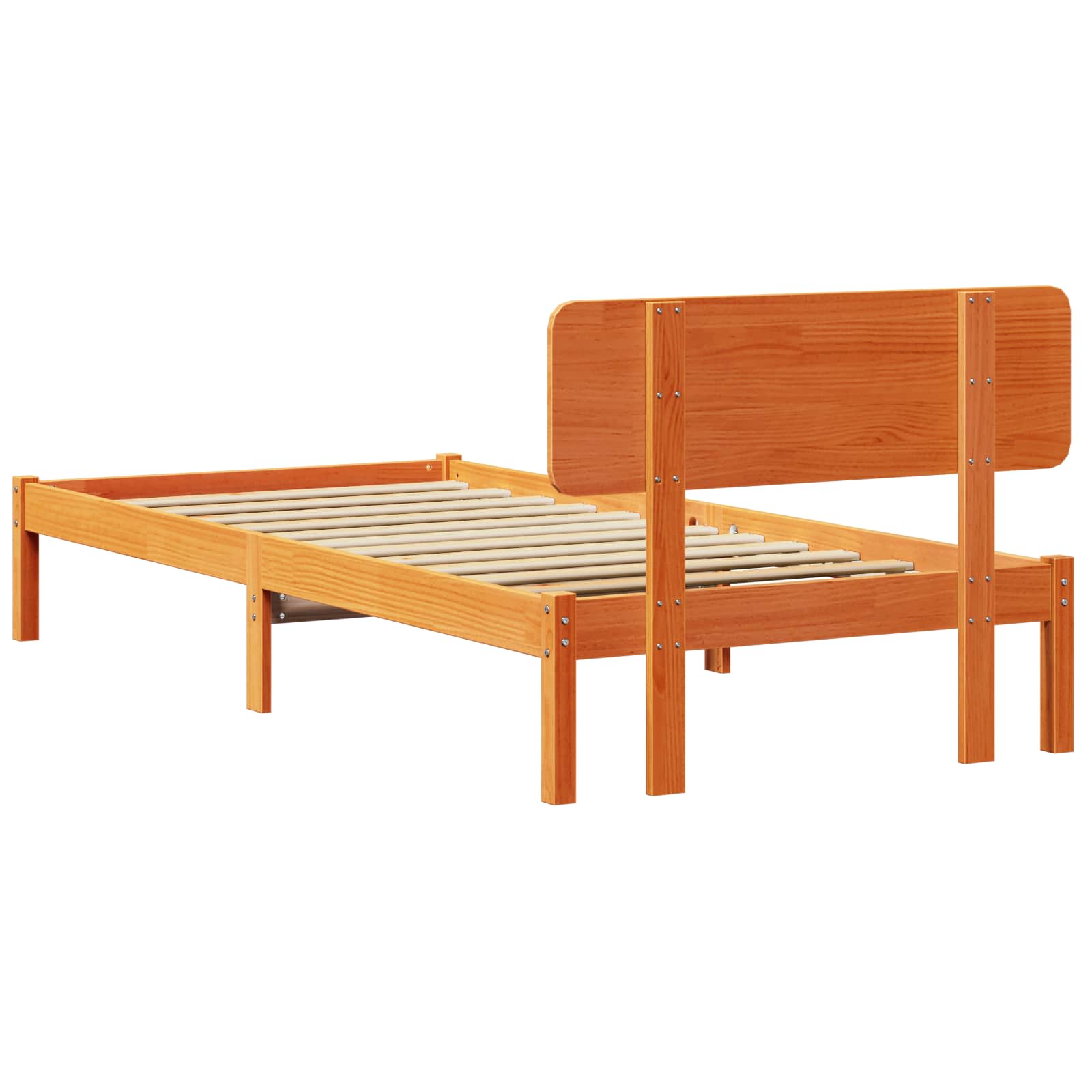 Estructura de cama con cabecera Marrón cera 100 x 200 cm