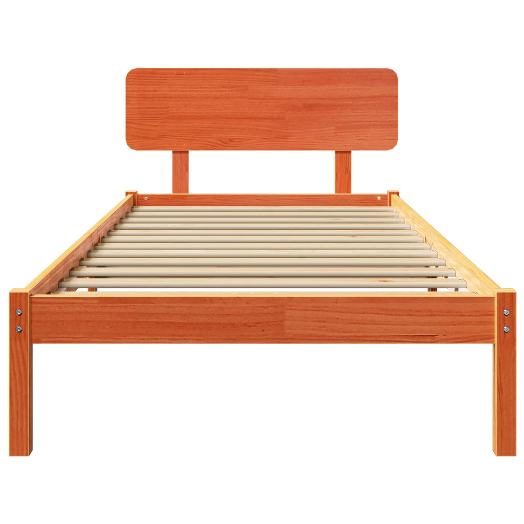 Estructura de cama con cabecera Marrón cera 100 x 200 cm