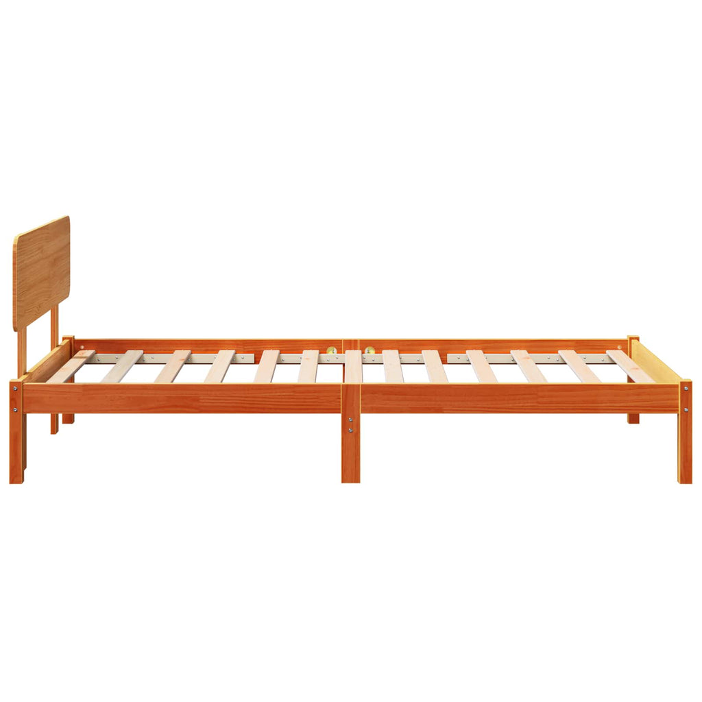 Estructura de cama con cabecera Marrón cera 100 x 200 cm