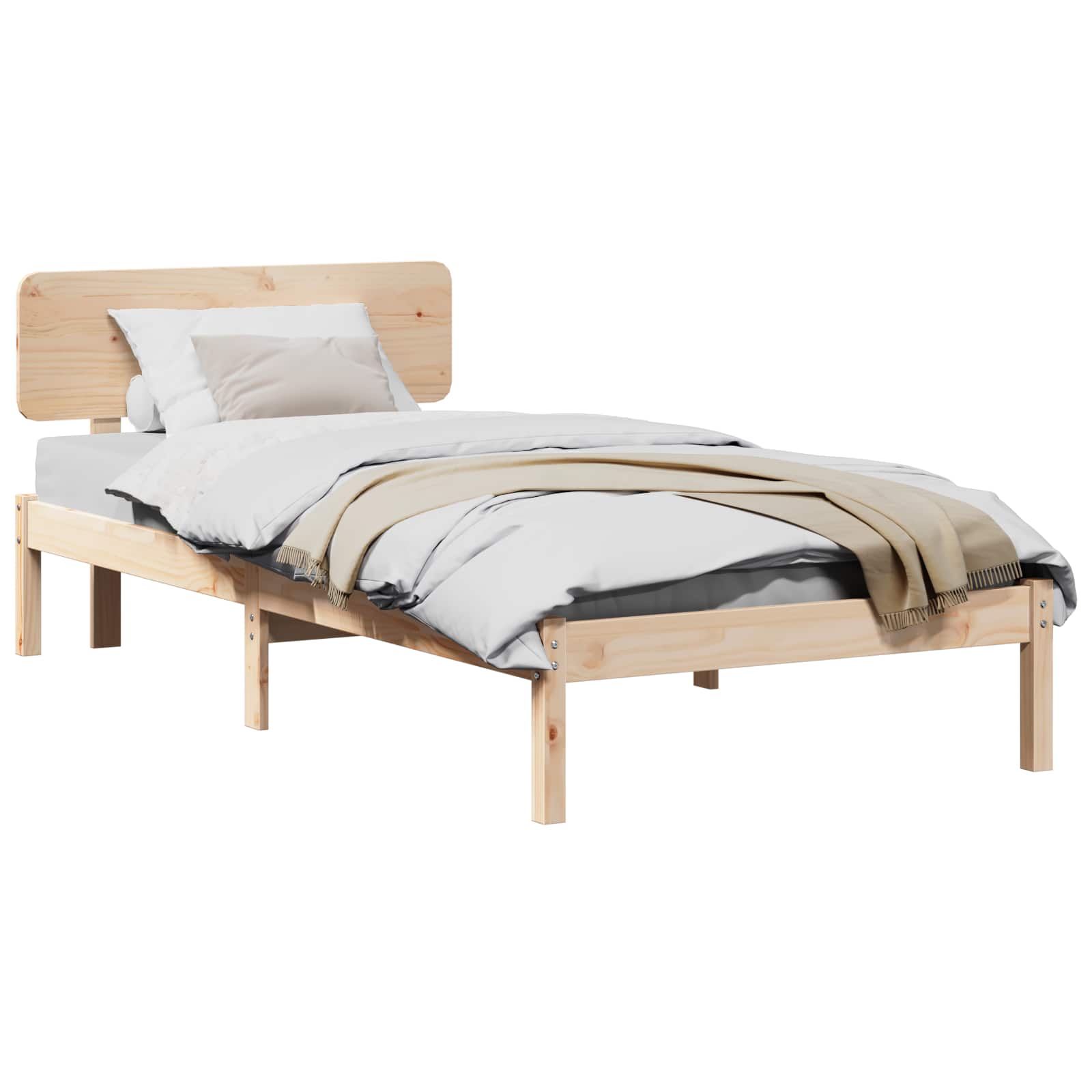 Estrutura de cama Natural 100 x 200 cm Madeira de pinho maciço