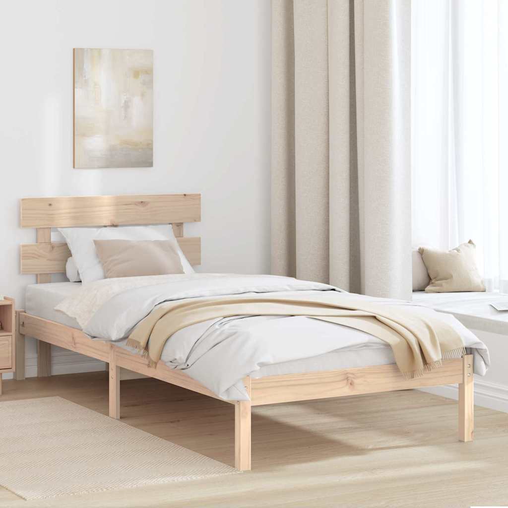 Estrutura de cama Branco 100 x 200 cm Madeira maciça de Pinheiro