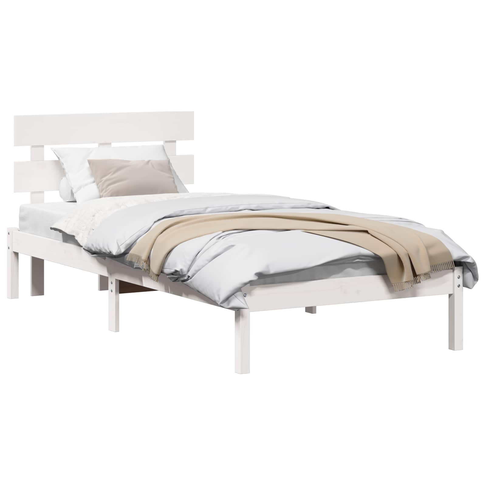 Estructura de cama Blanco 100 x 200 cm Madera maciza de Pino