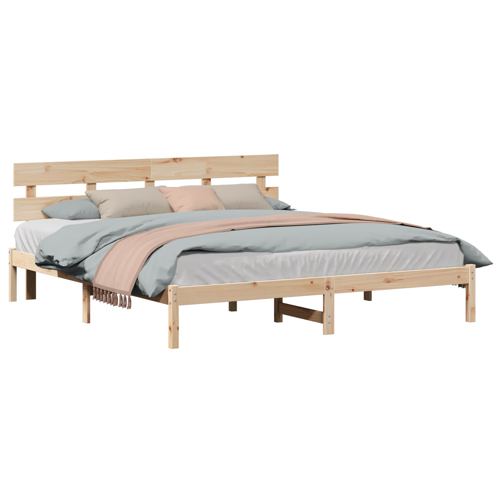 Estrutura de cama Branco 100 x 200 cm Madeira maciça de Pinheiro