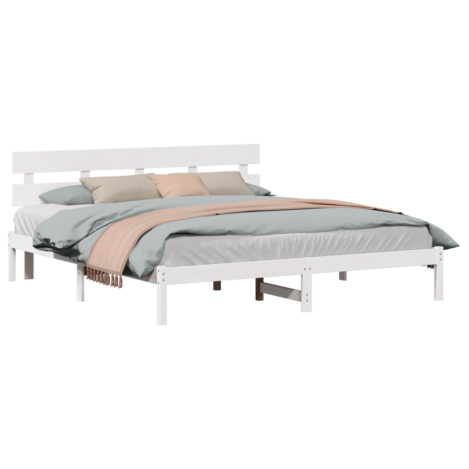 Estrutura de cama Branco 100 x 200 cm Madeira maciça de Pinheiro