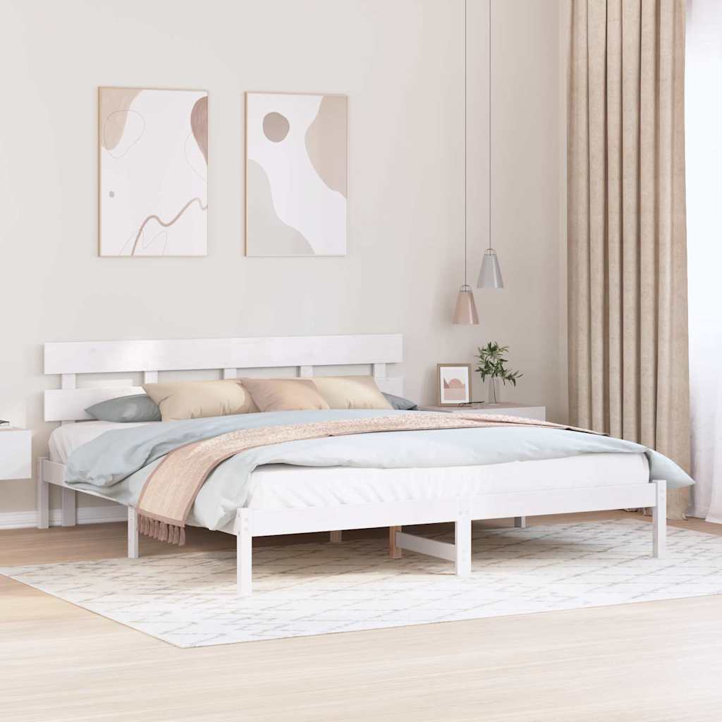 Estrutura de cama Branco 100 x 200 cm Madeira maciça de Pinheiro
