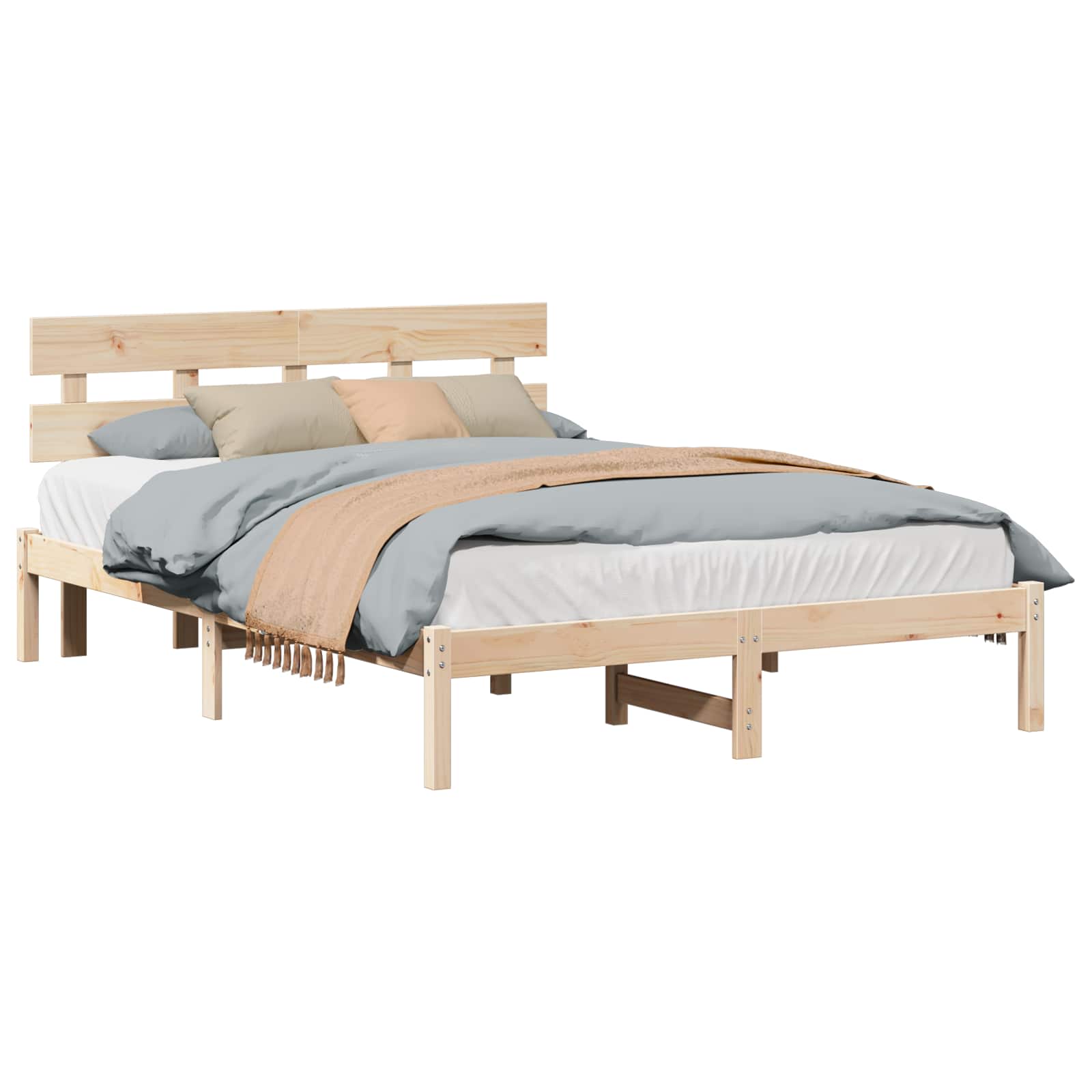 Estrutura de cama Branco 100 x 200 cm Madeira maciça de Pinheiro