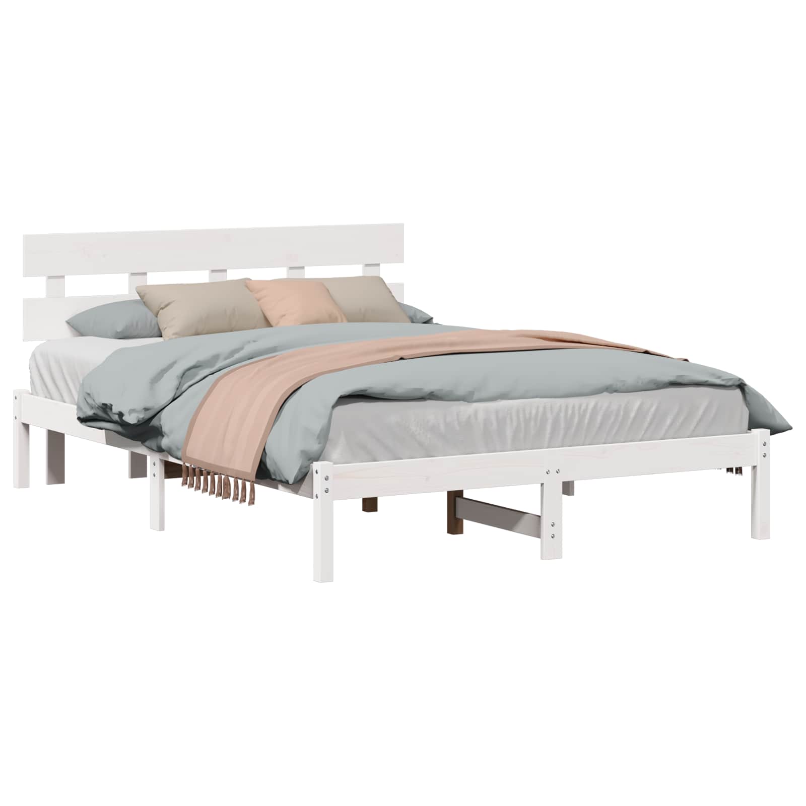 Estrutura de cama Branco 100 x 200 cm Madeira maciça de Pinheiro