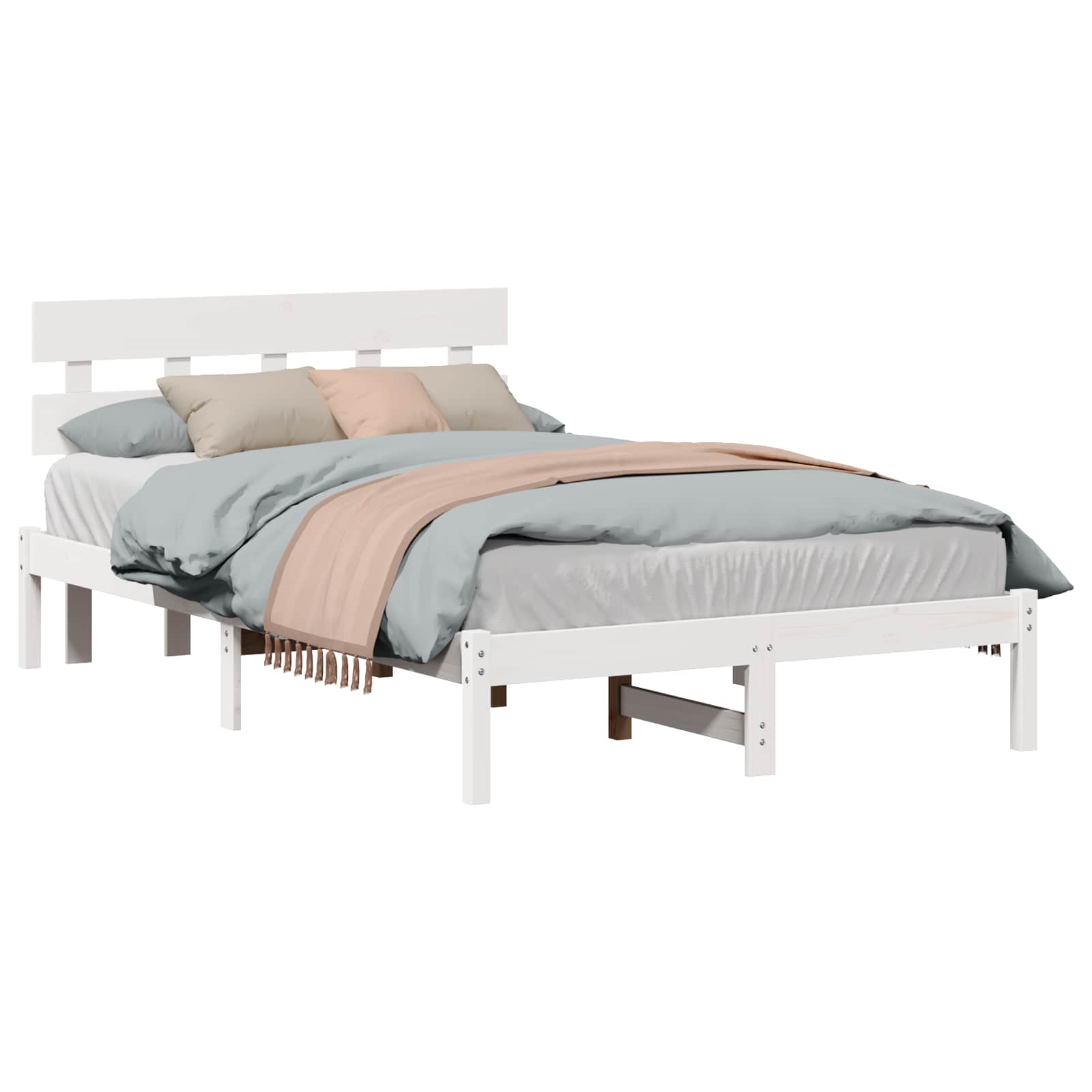 Estrutura de cama Branco 100 x 200 cm Madeira maciça de Pinheiro
