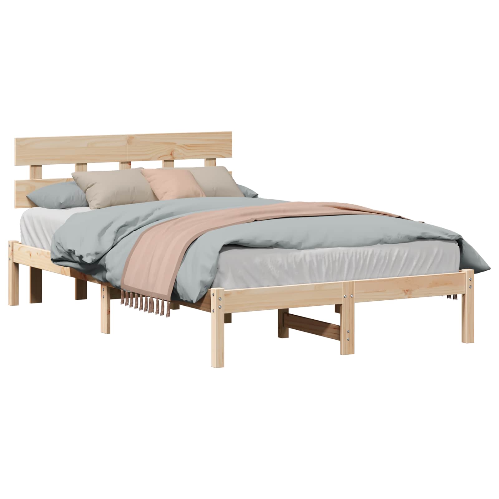 Estrutura de cama Branco 100 x 200 cm Madeira maciça de Pinheiro