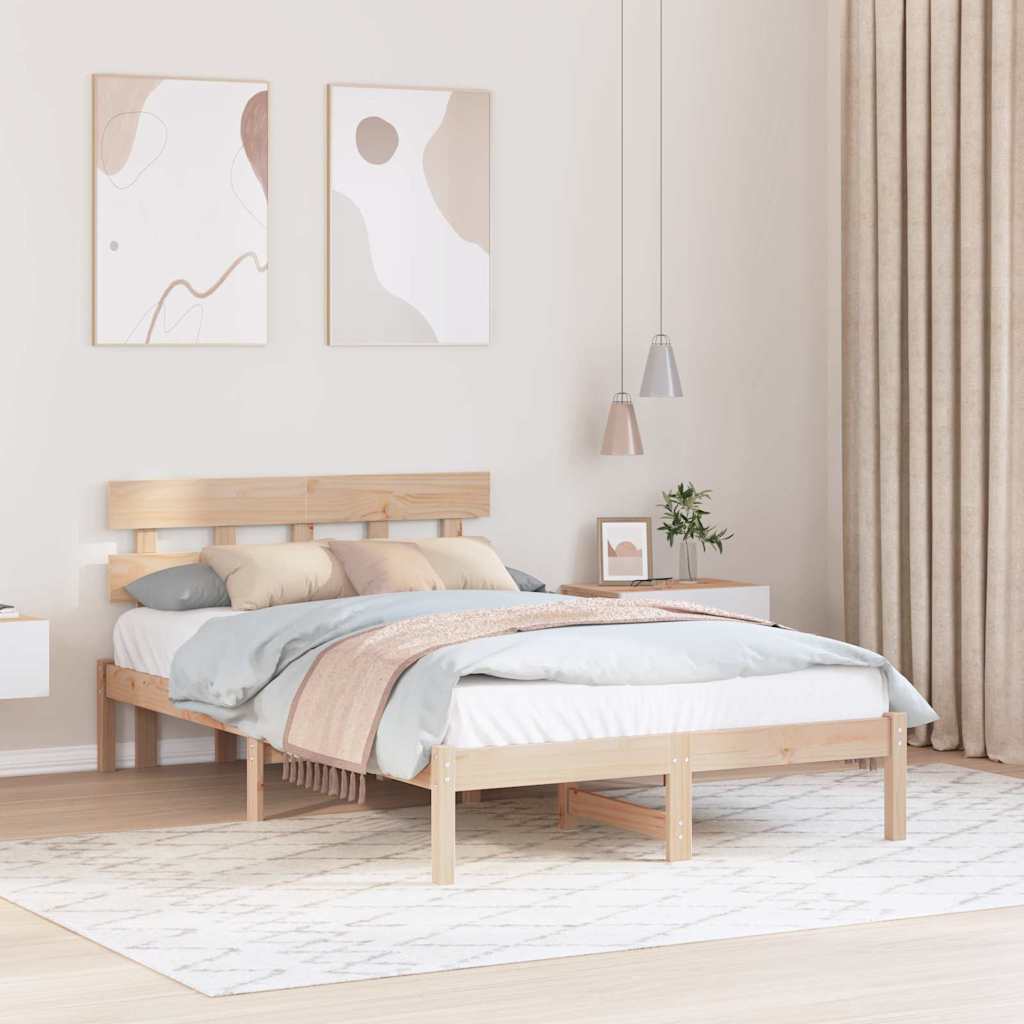 Estrutura de cama Branco 100 x 200 cm Madeira maciça de Pinheiro