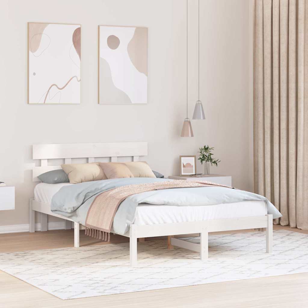 Estrutura de cama Branco 100 x 200 cm Madeira maciça de Pinheiro