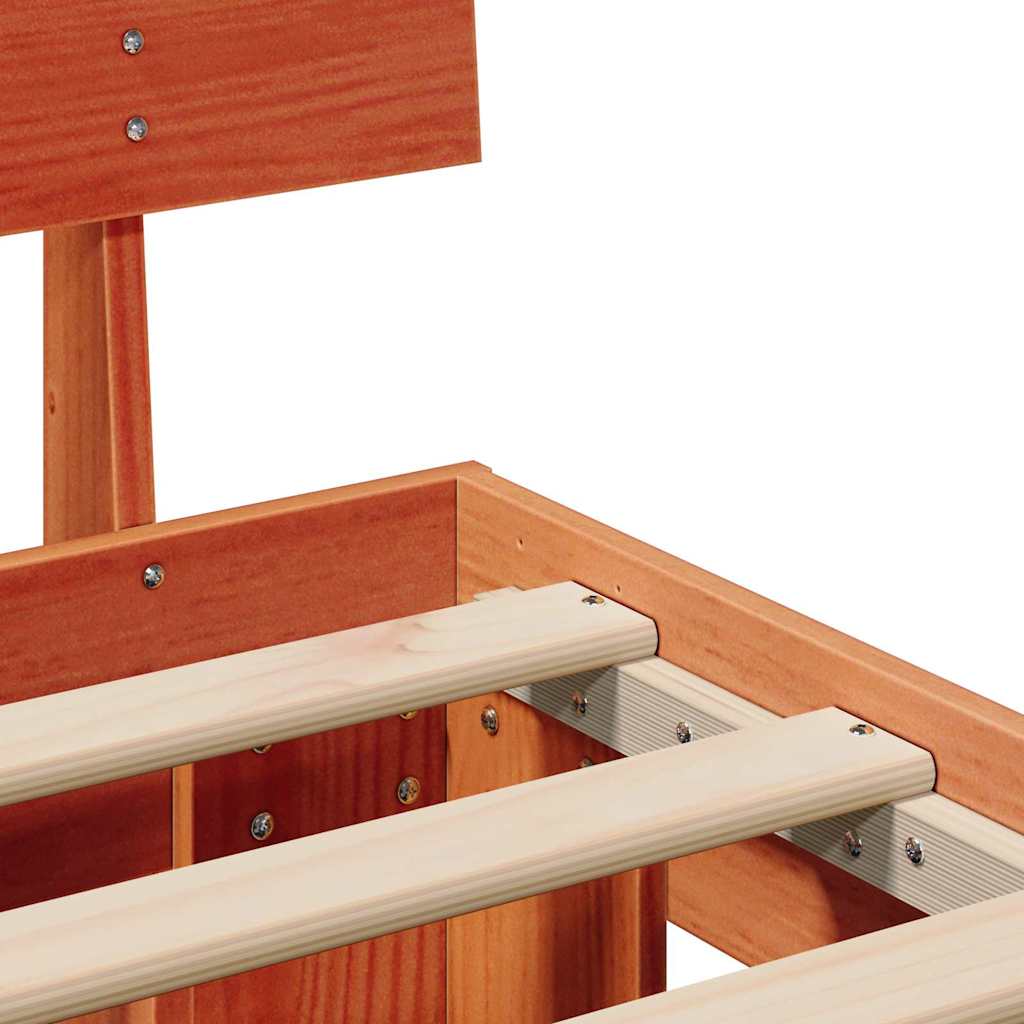 Estructura de cama con cabecera Marrón cera 100 x 200 cm