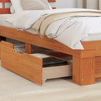 Estructura de cama con cabecera Marrón cera 100 x 200 cm