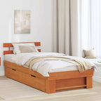 Estructura de cama con cabecera Marrón cera 100 x 200 cm