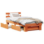 Estructura de cama con cabecera Marrón cera 100 x 200 cm