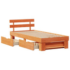 Estructura de cama con cabecera Marrón cera 100 x 200 cm