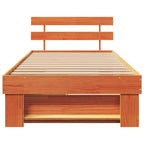 Estructura de cama con cabecera Marrón cera 100 x 200 cm