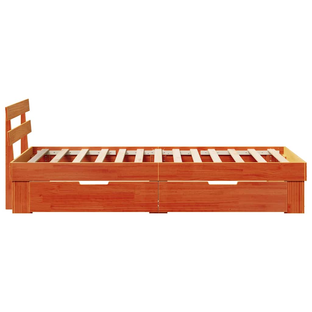 Estructura de cama con cabecera Marrón cera 100 x 200 cm