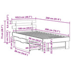 Estructura de cama con cabecera Marrón cera 100 x 200 cm