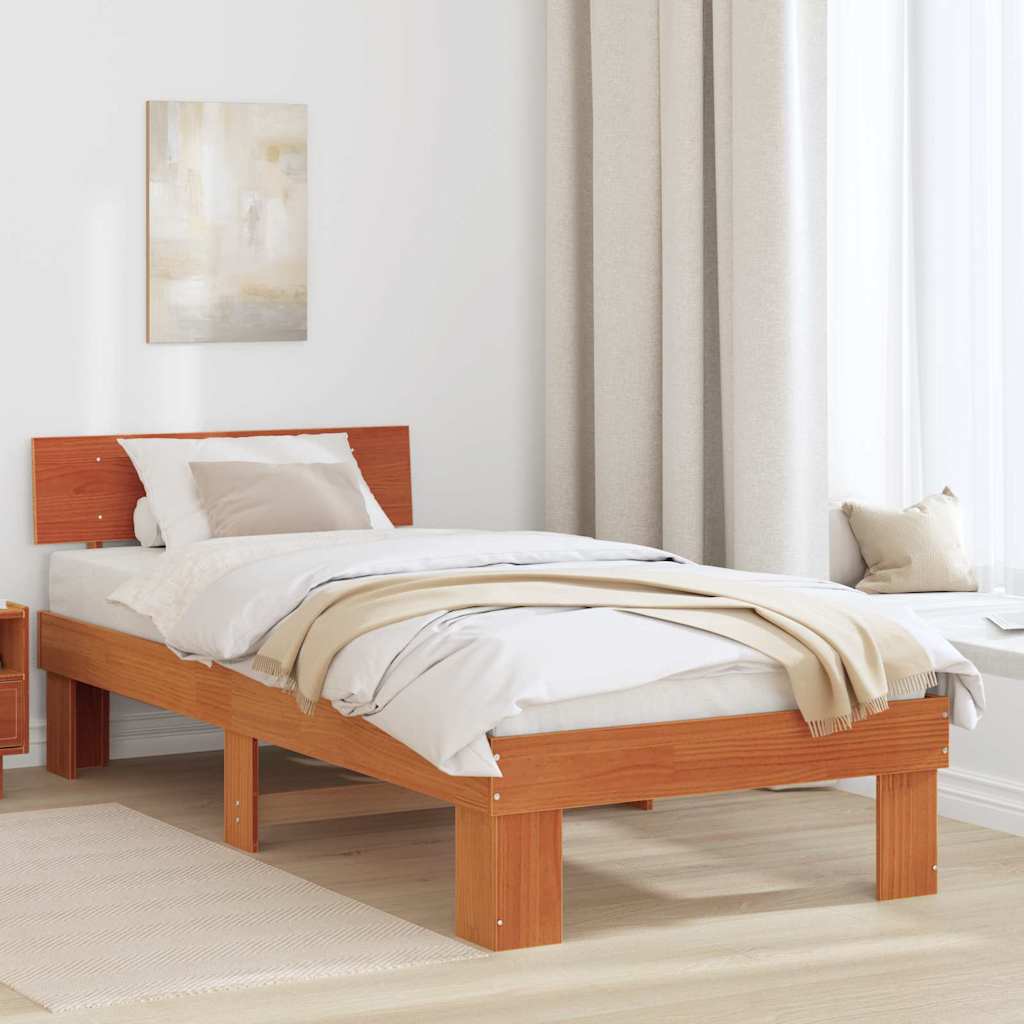 Estrutura de cama 100 x 200 cm Madeira de pinho maciço
