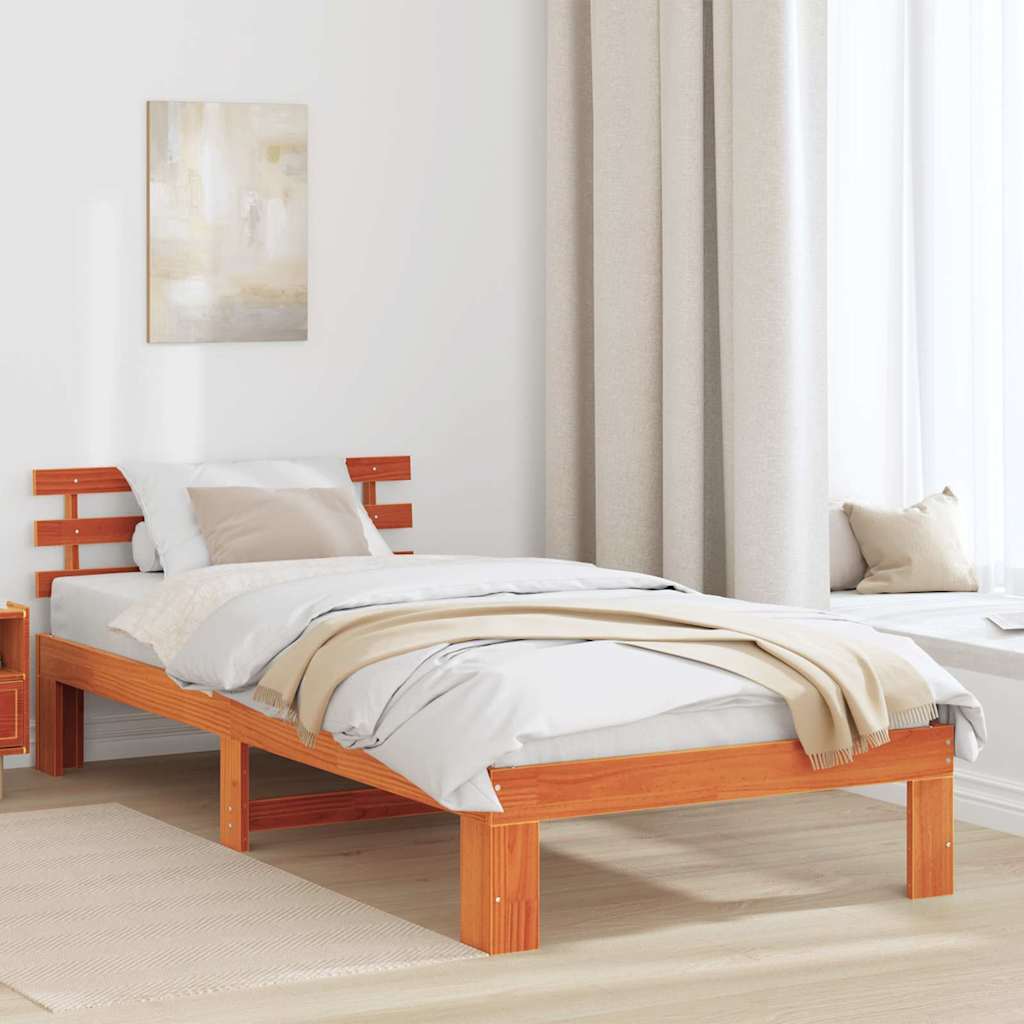 Estrutura de cama 100 x 200 cm Madeira de pinho maciço