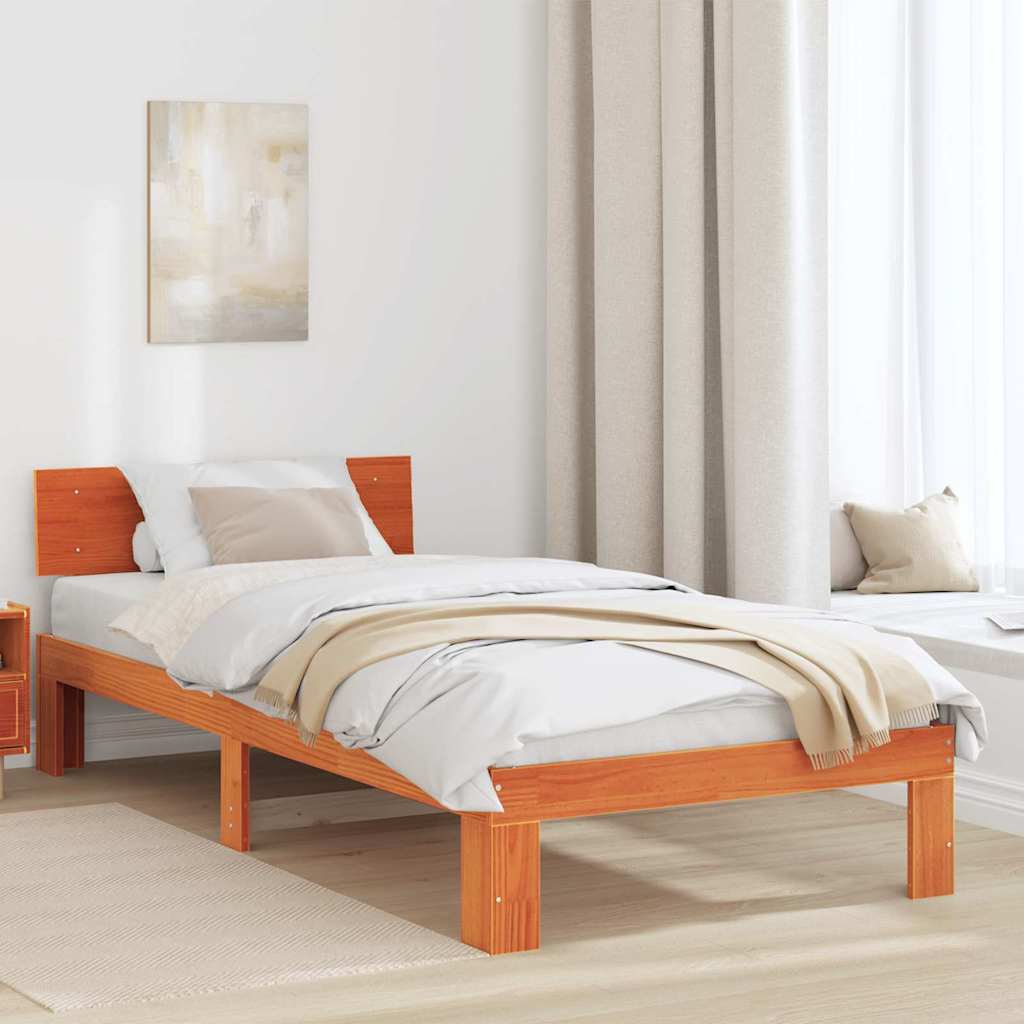 Estrutura de cama 100 x 200 cm Madeira de pinho maciço