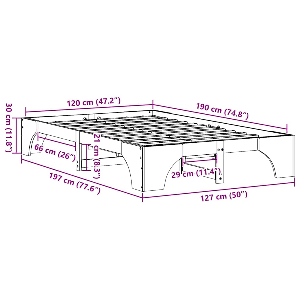 Estructura de cama Madera de pino macizo 120 x 190 cm